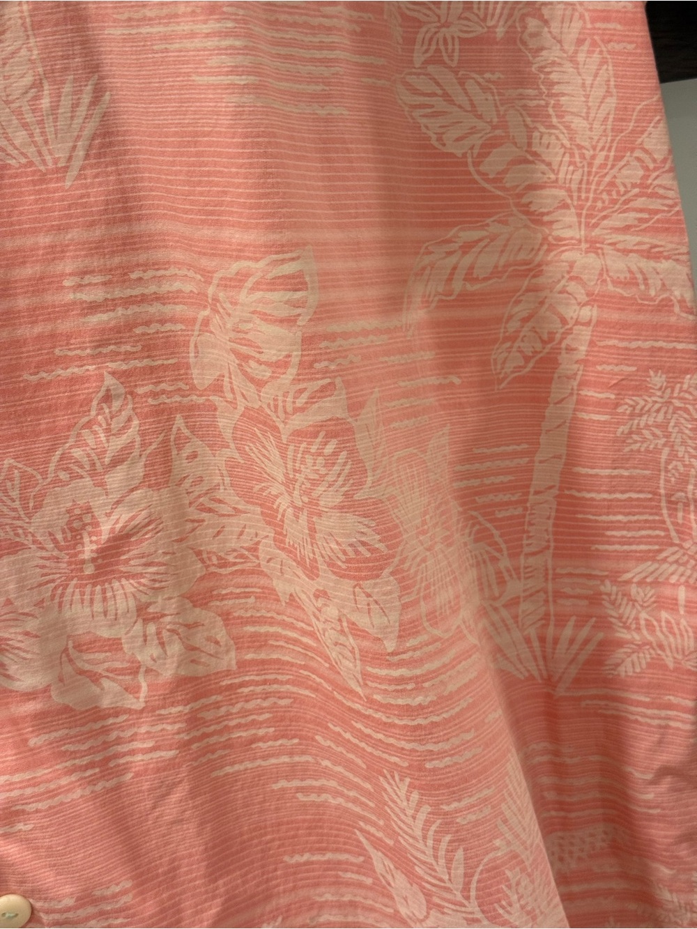 5 for $25!! Tommy Bahama Pink/Salmon Palm Print, Tropical Camp Shirt XL - Picture 4 of 14